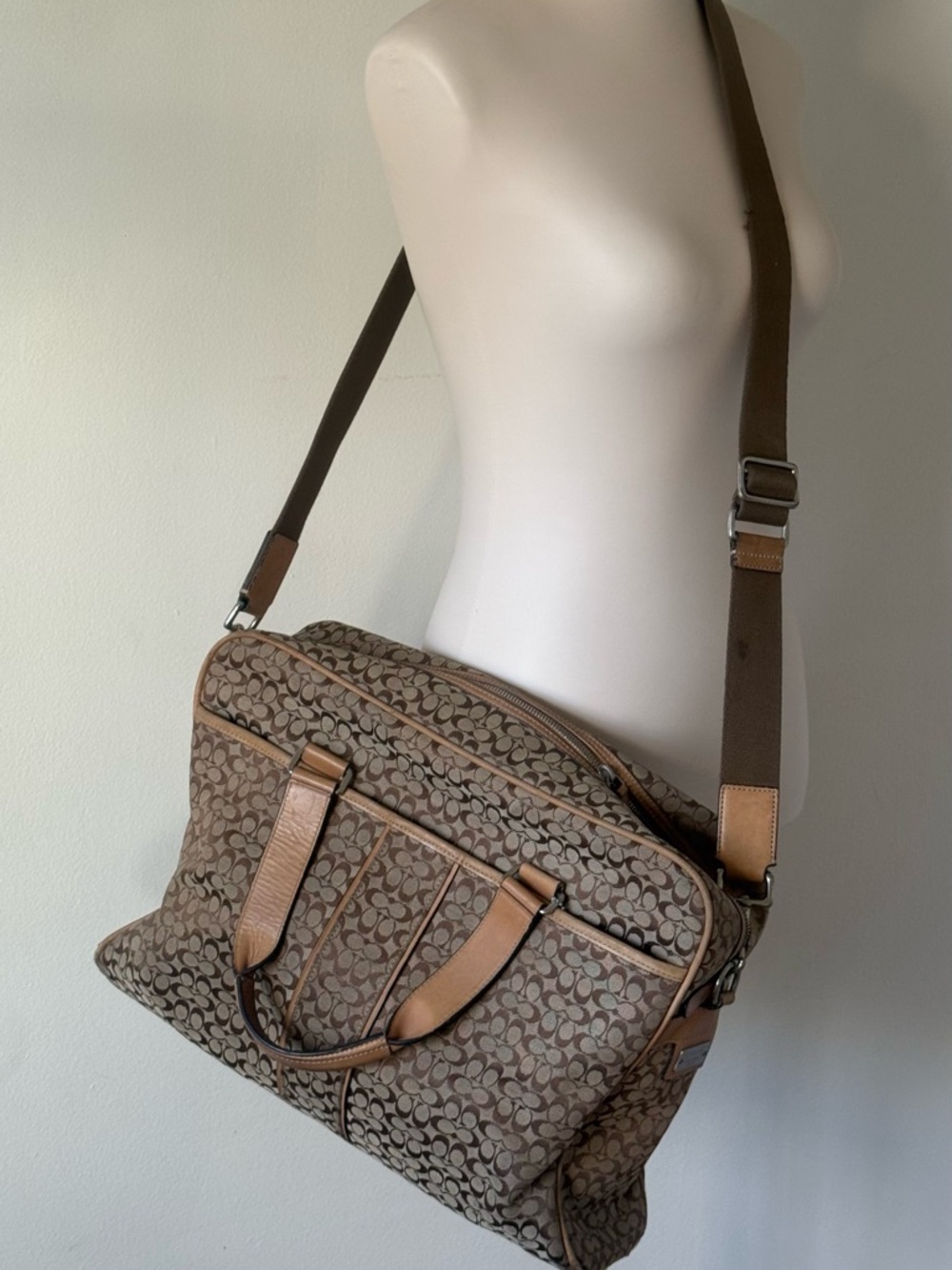 Coach Vintage Brown Signature Canvas Briefcase Laptop Messenger Hudson Bag - Picture 2 of 9